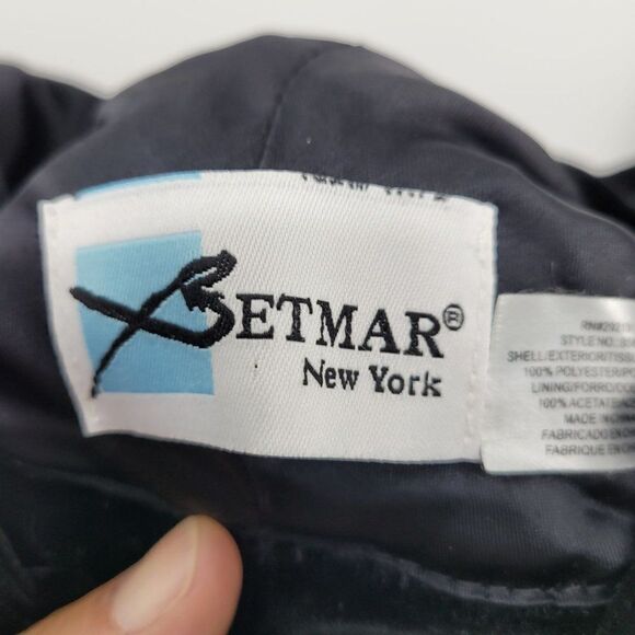 Vintage Betmar Black‎ Velvet Hat Cloche Bucket Ruched Button Detail Retro Glam main image 6